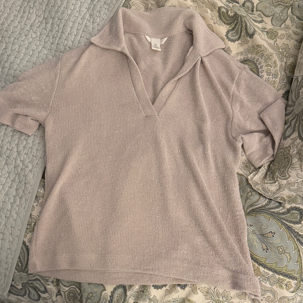 Tan short sleeve collared polo top